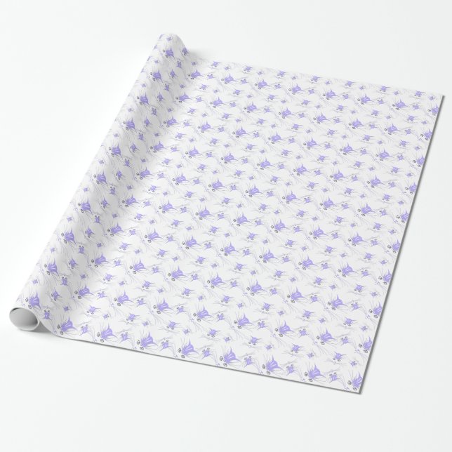 Lavender Kitty Cat Faces  Wrapping Paper (Unrolled)
