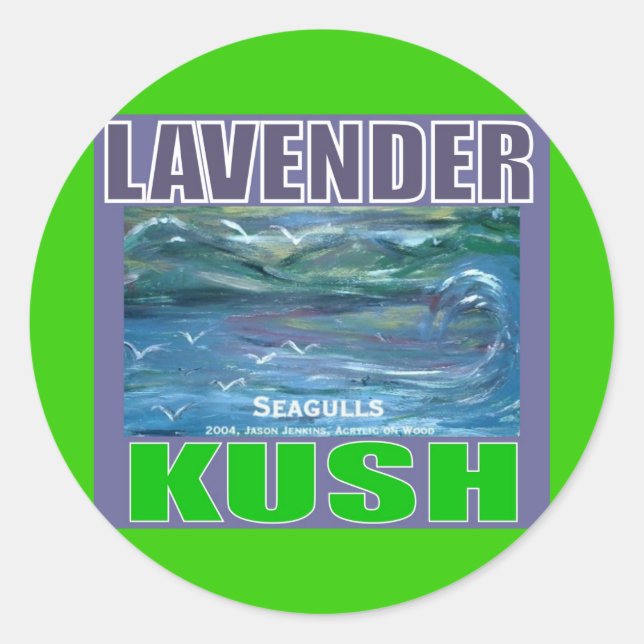 LAVENDER KUSH CLASSIC ROUND STICKER (Front)
