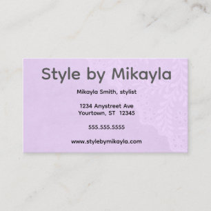 Lavender Lace Beautician Stylist Event Planner Business Card