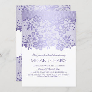 Lavender Lace Elegant Vintage White Bridal Shower Invitation