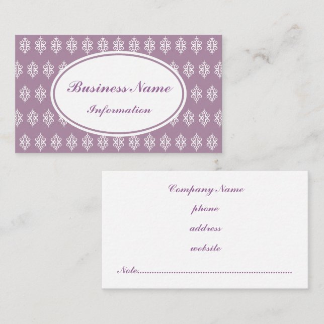Lavender Lace Print Business Card (Front/Back)