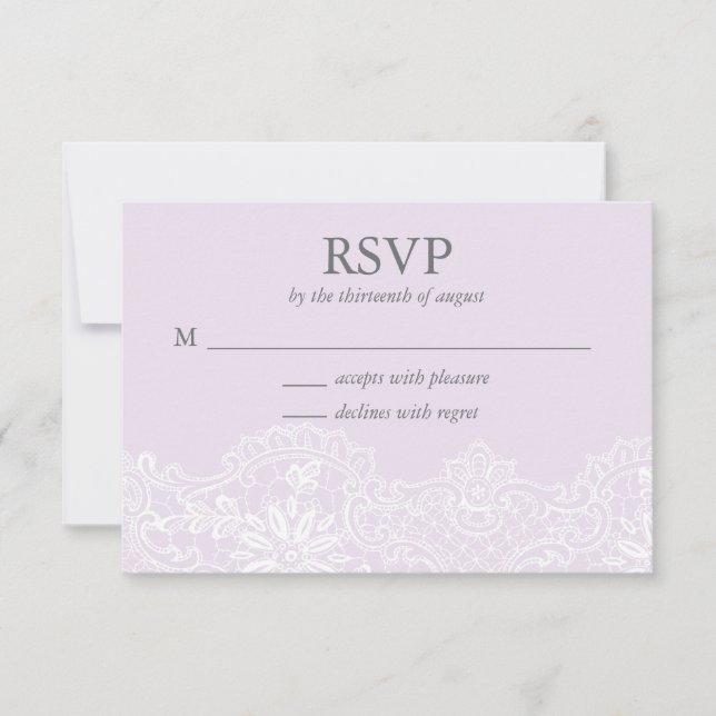 Lavender Lace Wedding RSVP Card (Front)