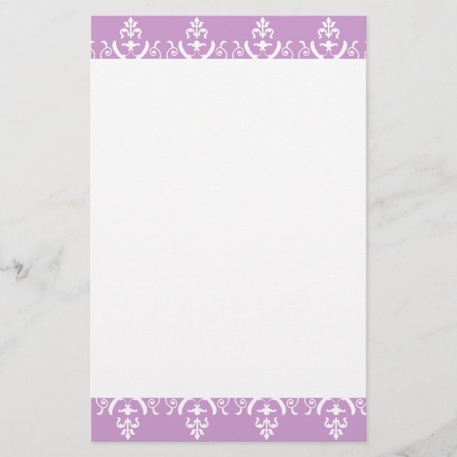 Lavender Lacy Border Stationery (Front)