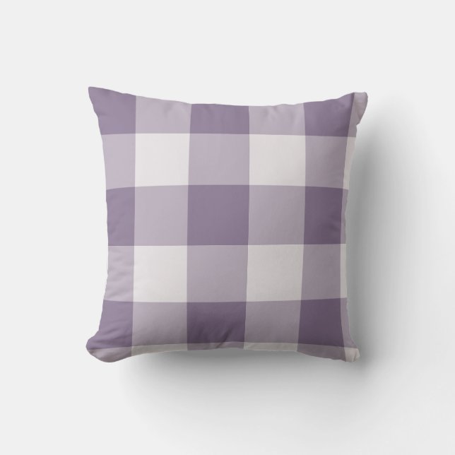 Lavender Large Buffalo Plaid Gingham Cushion (Front)
