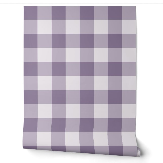Lavender Large Buffalo Plaid Gingham Wallpaper (Unrolling)