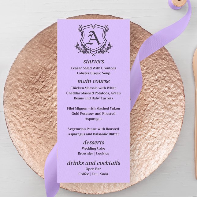Lavender Leaf and FLoral Monogram Wedding Menu (Creator Uploaded)