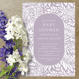 Lavender Leaf Floral Baby Shower Invitation