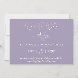 Lavender Leaf Save the Date Card
