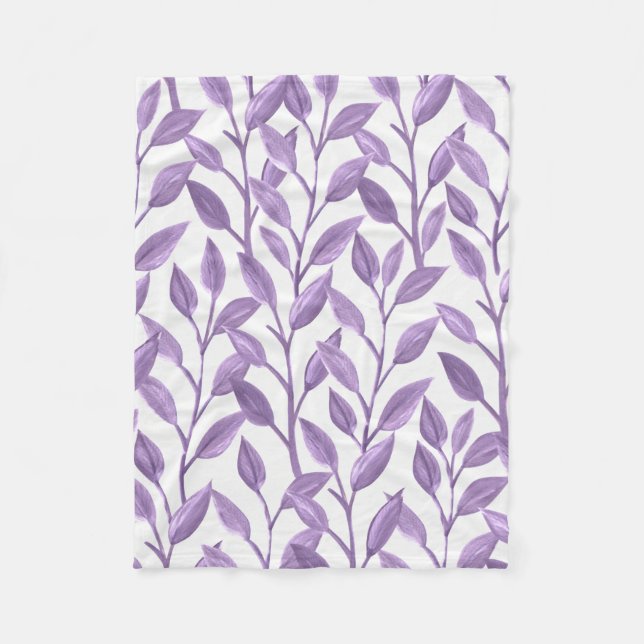 Lavender Leaves Fleece Blanket (Front)