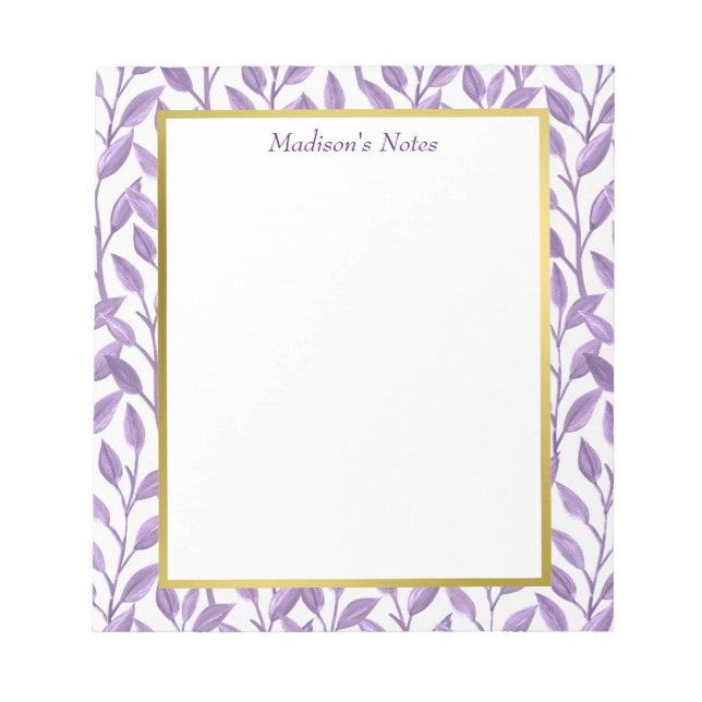 Lavender Leaves | Personalized Notepad (Front)