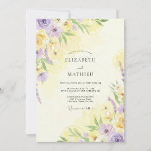 Lavender Lemon Wildflower Wedding Invitation