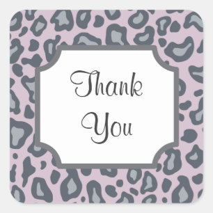 Lavender Leopard Print Thank You Stickers