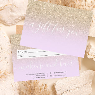 Lavender light gold glitter ombre gift certificate