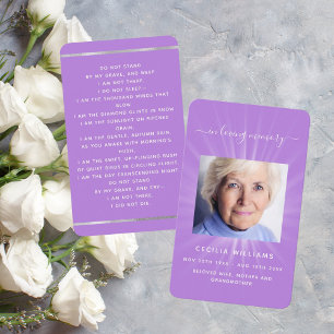 Lavender light photo funeral prayer card
