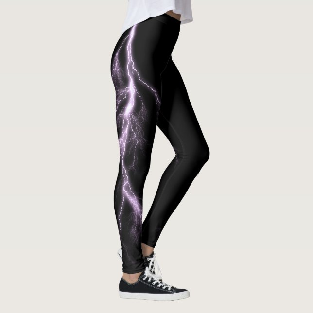 Lavender Lightning Strikes Spandex Leggings (Right)