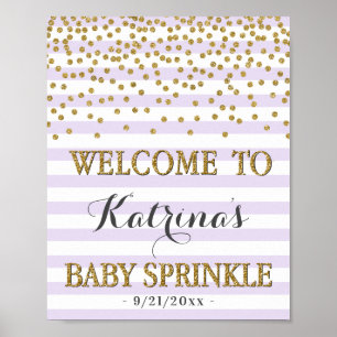 Lavender Lilac and Gold Girl Baby Sprinkle Welcome Poster