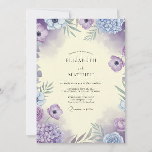 Lavender Lilac Anemone Wedding Invitation