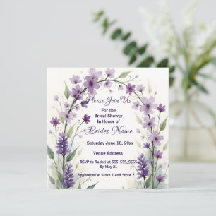Lavender Lilac Floral Arch Bridal Shower Invitation