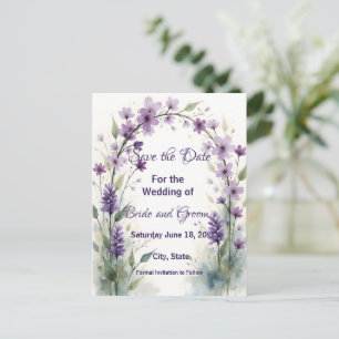 Lavender Lilac Floral Arch Save the Date Postcard