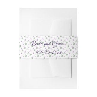 Lavender Lilac Floral Arch Wedding Invitation Belly Band