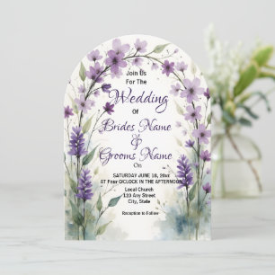 Lavender Lilac Floral Arch Wedding Watercolor Invitation