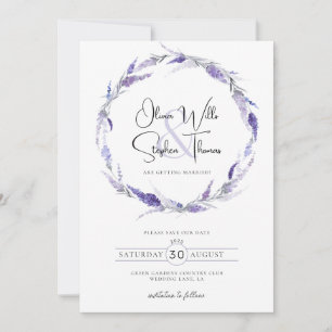 Lavender Lilac Floral Botanical Boho Save The Date Invitation