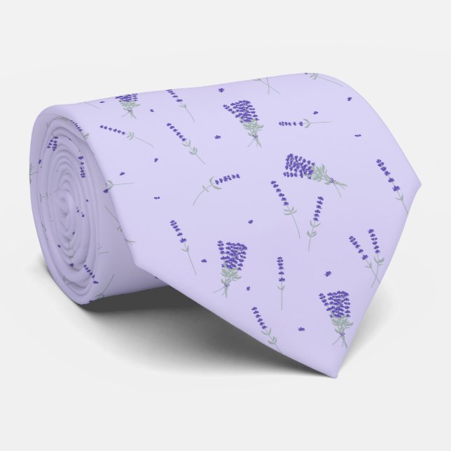 Lavender Lilac Floral Botanical Tie (Rolled)