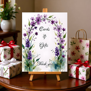 Lavender Lilac Floral Cards & Gifts Pedestal Sign