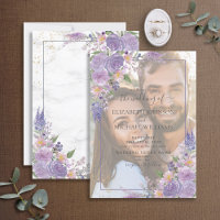 Lavender Lilac Gold Vellum Overlay Photo Wedding