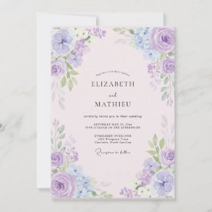 Lavender Lilac Hydrangea Eucalyptus Wedding Invitation