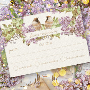 Lavender Lilac Love Bird Wedding RSVP