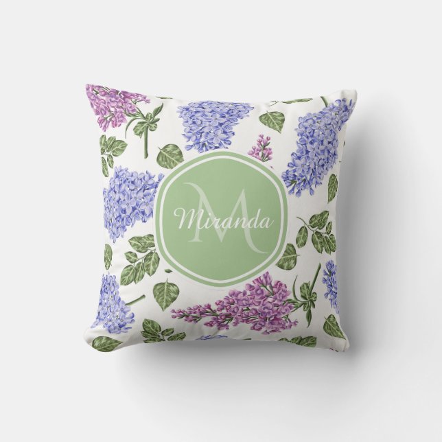 Lavender Lilac Monogram Cushion (Front)