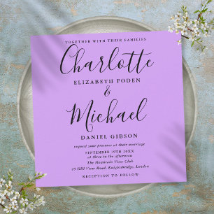 Lavender Lilac Orchid Elegant Script Wedding Invitation