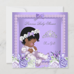 Lavender Lilac Pearl Grey Baby Shower Girl Invitation