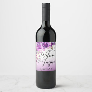 Lavender Lilac Plum Vines Floral Foliage Wine Label