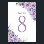 Lavender Lilac Purple Floral Birthday Quinceanera  Table Number<br><div class="desc">Designed to co-ordinate with our Majestic Lilac Lavender Purple Floral collection, this elegant table number card features beautiful watercolor lavender, lilac and purple floral. Personalise each card with a table number and your details, simply press the customise it button to further re-arrange and format the style and placement of the...</div>