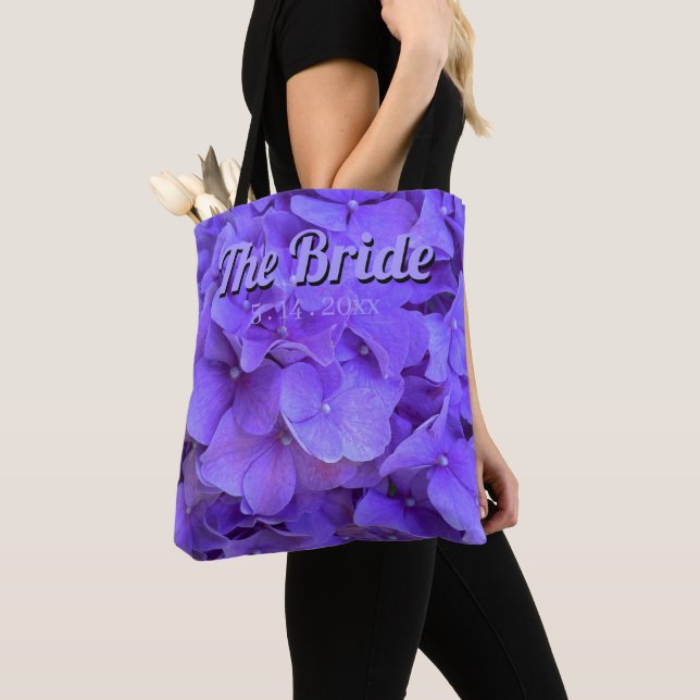 Lavender lilac purple Hydrangeas flowers Bride Tote Bag (Close Up)