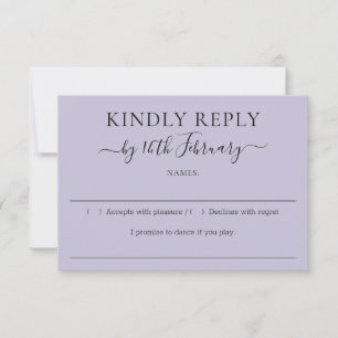 Lavender Lilac Purple Wedding Kindly Reply RSVP Card