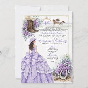 Lavender Lilac Western Quinceañera Invitation