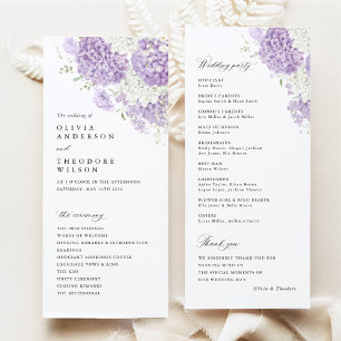 Lavender Lilac White Floral Wedding Ceremony Programme