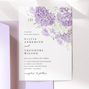 Lavender Lilac White Floral Wedding Invitation