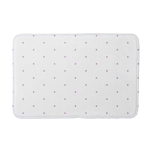 Lavender lilac white tiny polka dots pattern bath mat (Front)