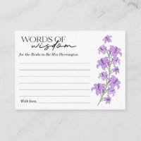 Lavender Lily Bridal Shower Words of Wisdom Card