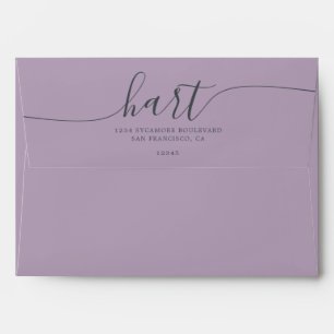 Lavender Lily with Black Script Return Address Envelope