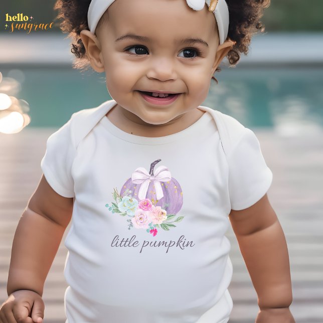 Lavender Little Pumpkin Fall Baby Bodysuit (Lavender Little Pumpkin Fall)