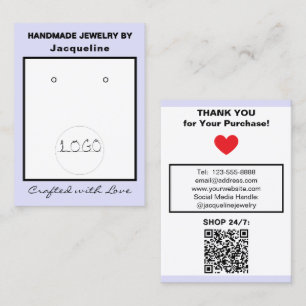 Lavender Logo Jewellery Earrings QR Code Business Card