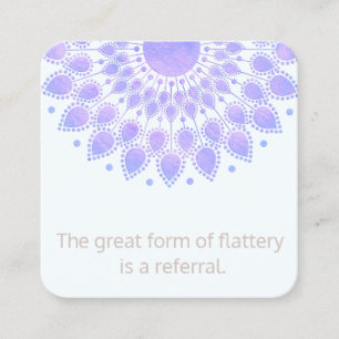 Lavender Lotus Flower Mandala Customer Referral Card