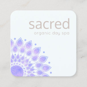 Lavender Lotus Flower Mandala Square Business Card