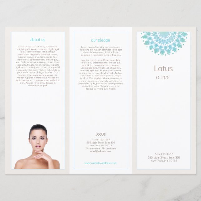 Lavender Lotus Mandala Salon Spa Tri-Fold brochure (Front)