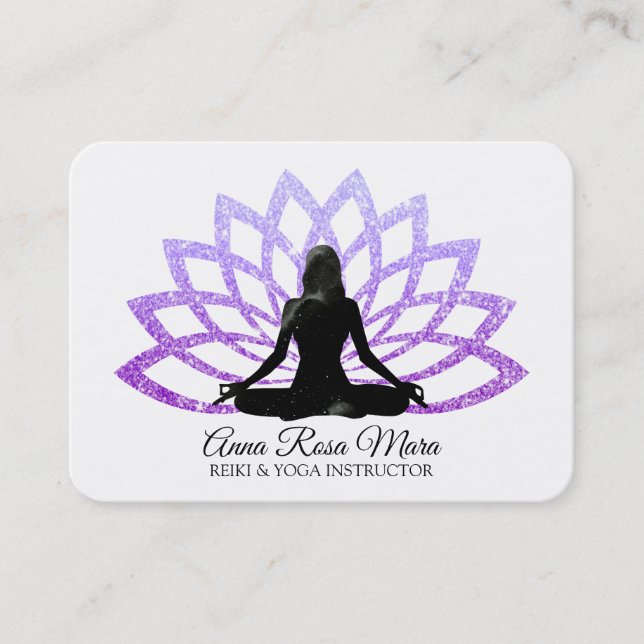*~* Lavender  Lotus Yoga Woman Healing Energy   Business Card (Front)